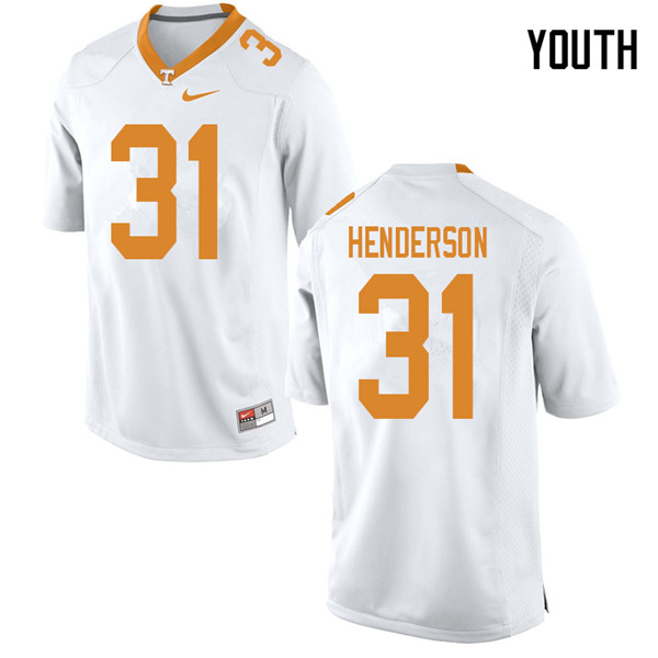 Youth #31 D.J. Henderson Tennessee Volunteers College Football Jerseys Sale-White